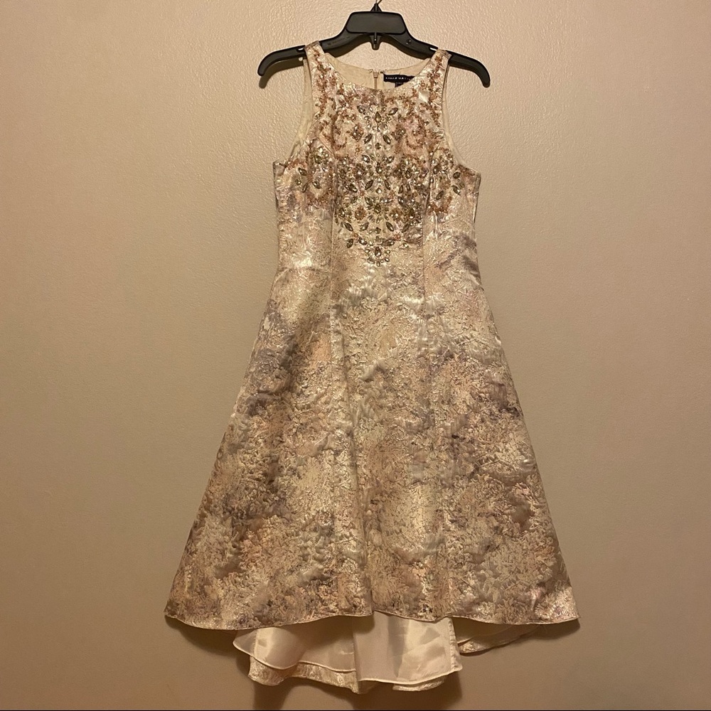 Aiden Mattox jacquard bead Hi Low dress | Size 6